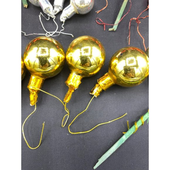 Vintage Mercury Glass Christmas Balls Bunches Floral Picks Red, Gold, Silver - Picture 6 of 9